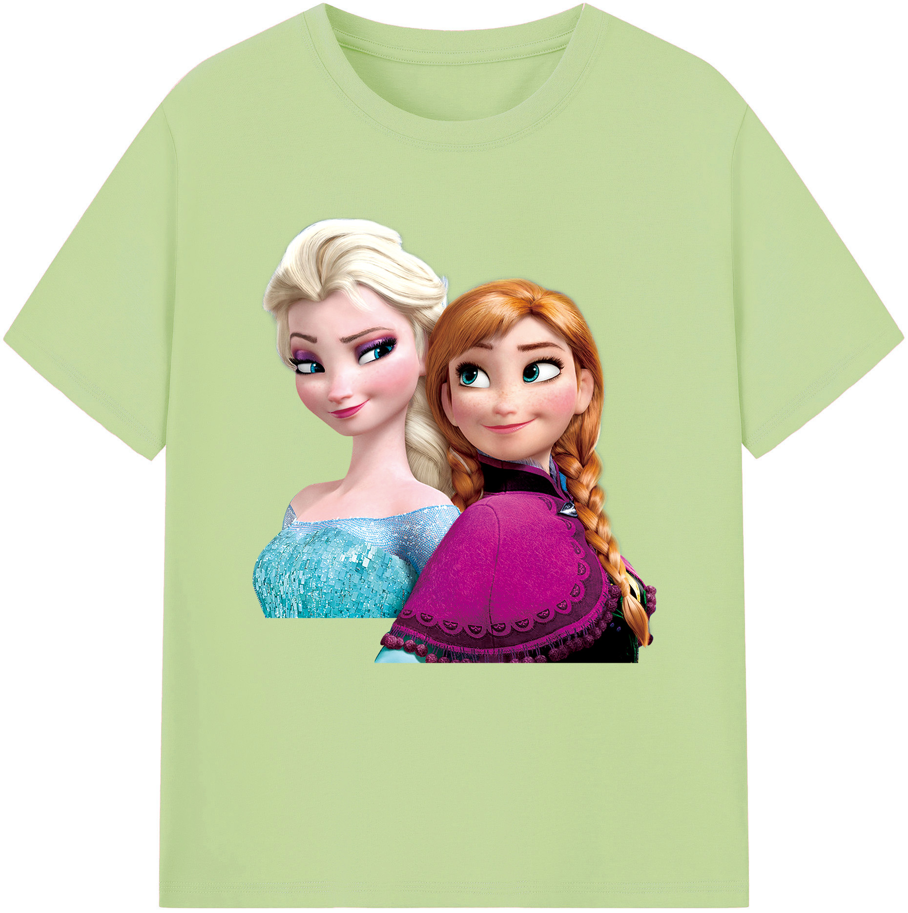 （画像用） アナと雪の女王 アンナ エルサ Frozen Anna Elsa 綿100％半袖Tシャツ（フロントプリント）